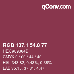Color code: RGB 137.1 54.8 77 | qconv.com