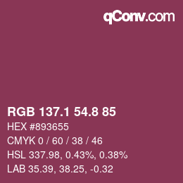 カラーコード: RGB 137.1 54.8 85 | qconv.com