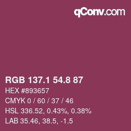 カラーコード: RGB 137.1 54.8 87 | qconv.com