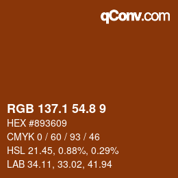 Color code: RGB 137.1 54.8 9 | qconv.com