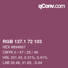 カラーコード: RGB 137.1 72 103 | qconv.com