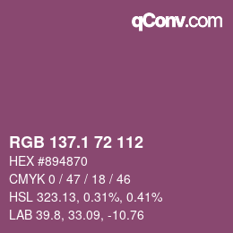 カラーコード: RGB 137.1 72 112 | qconv.com
