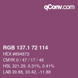 カラーコード: RGB 137.1 72 114 | qconv.com