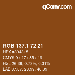 Color code: RGB 137.1 72 21 | qconv.com