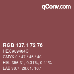 カラーコード: RGB 137.1 72 76 | qconv.com