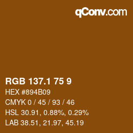 カラーコード: RGB 137.1 75 9 | qconv.com