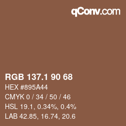 カラーコード: RGB 137.1 90 68 | qconv.com