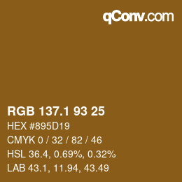 カラーコード: RGB 137.1 93 25 | qconv.com