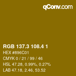 カラーコード: RGB 137.3 108.4 1 | qconv.com