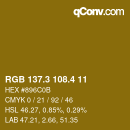 カラーコード: RGB 137.3 108.4 11 | qconv.com