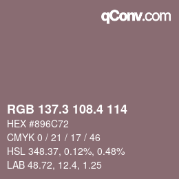カラーコード: RGB 137.3 108.4 114 | qconv.com