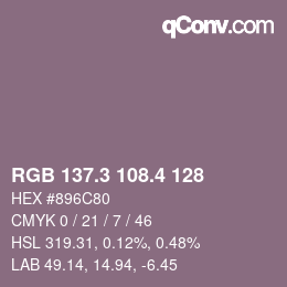 カラーコード: RGB 137.3 108.4 128 | qconv.com