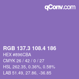 カラーコード: RGB 137.3 108.4 186 | qconv.com