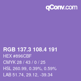 カラーコード: RGB 137.3 108.4 191 | qconv.com