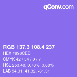 カラーコード: RGB 137.3 108.4 237 | qconv.com