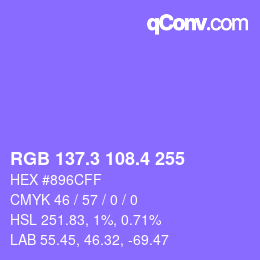 カラーコード: RGB 137.3 108.4 255 | qconv.com