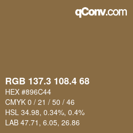 カラーコード: RGB 137.3 108.4 68 | qconv.com