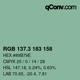 カラーコード: RGB 137.3 183 158 | qconv.com