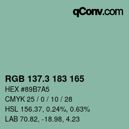 カラーコード: RGB 137.3 183 165 | qconv.com