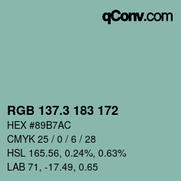 カラーコード: RGB 137.3 183 172 | qconv.com