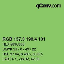 カラーコード: RGB 137.3 198.4 101 | qconv.com