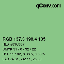 カラーコード: RGB 137.3 198.4 135 | qconv.com