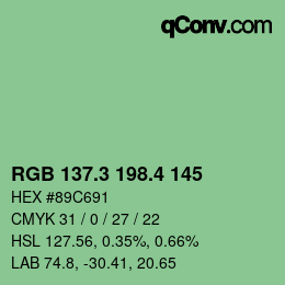 カラーコード: RGB 137.3 198.4 145 | qconv.com