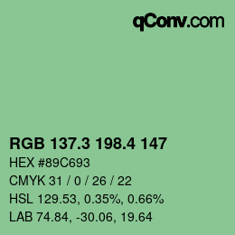カラーコード: RGB 137.3 198.4 147 | qconv.com