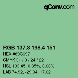 カラーコード: RGB 137.3 198.4 151 | qconv.com