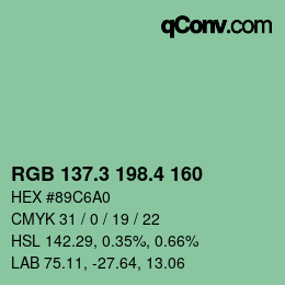 カラーコード: RGB 137.3 198.4 160 | qconv.com