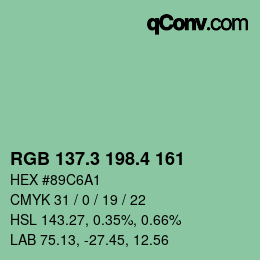 カラーコード: RGB 137.3 198.4 161 | qconv.com