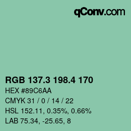 カラーコード: RGB 137.3 198.4 170 | qconv.com