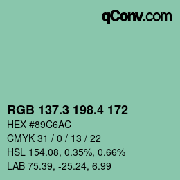 カラーコード: RGB 137.3 198.4 172 | qconv.com