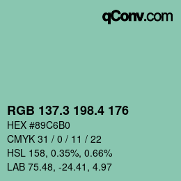 カラーコード: RGB 137.3 198.4 176 | qconv.com