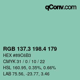 カラーコード: RGB 137.3 198.4 179 | qconv.com