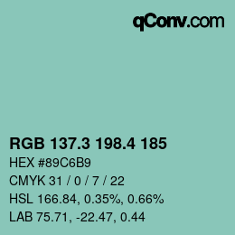 カラーコード: RGB 137.3 198.4 185 | qconv.com