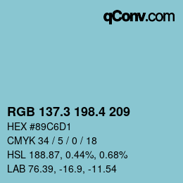 カラーコード: RGB 137.3 198.4 209 | qconv.com