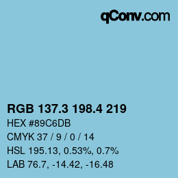 カラーコード: RGB 137.3 198.4 219 | qconv.com