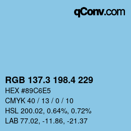 カラーコード: RGB 137.3 198.4 229 | qconv.com