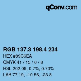 カラーコード: RGB 137.3 198.4 234 | qconv.com