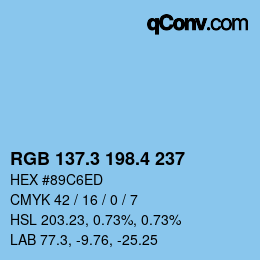 カラーコード: RGB 137.3 198.4 237 | qconv.com