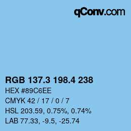 カラーコード: RGB 137.3 198.4 238 | qconv.com