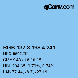 カラーコード: RGB 137.3 198.4 241 | qconv.com
