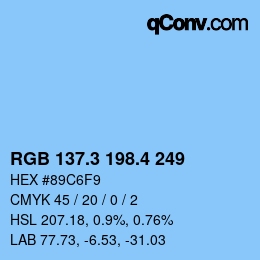 カラーコード: RGB 137.3 198.4 249 | qconv.com