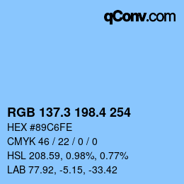 カラーコード: RGB 137.3 198.4 254 | qconv.com