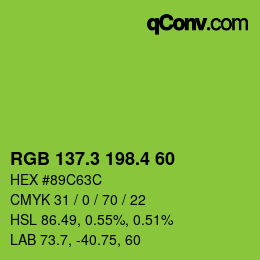 カラーコード: RGB 137.3 198.4 60 | qconv.com