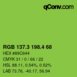 カラーコード: RGB 137.3 198.4 68 | qconv.com