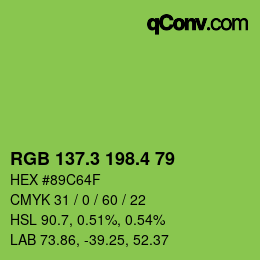 カラーコード: RGB 137.3 198.4 79 | qconv.com