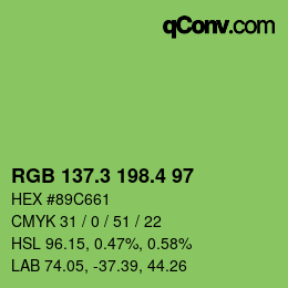 カラーコード: RGB 137.3 198.4 97 | qconv.com