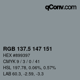 Color code: RGB 137.5 147 151 | qconv.com
